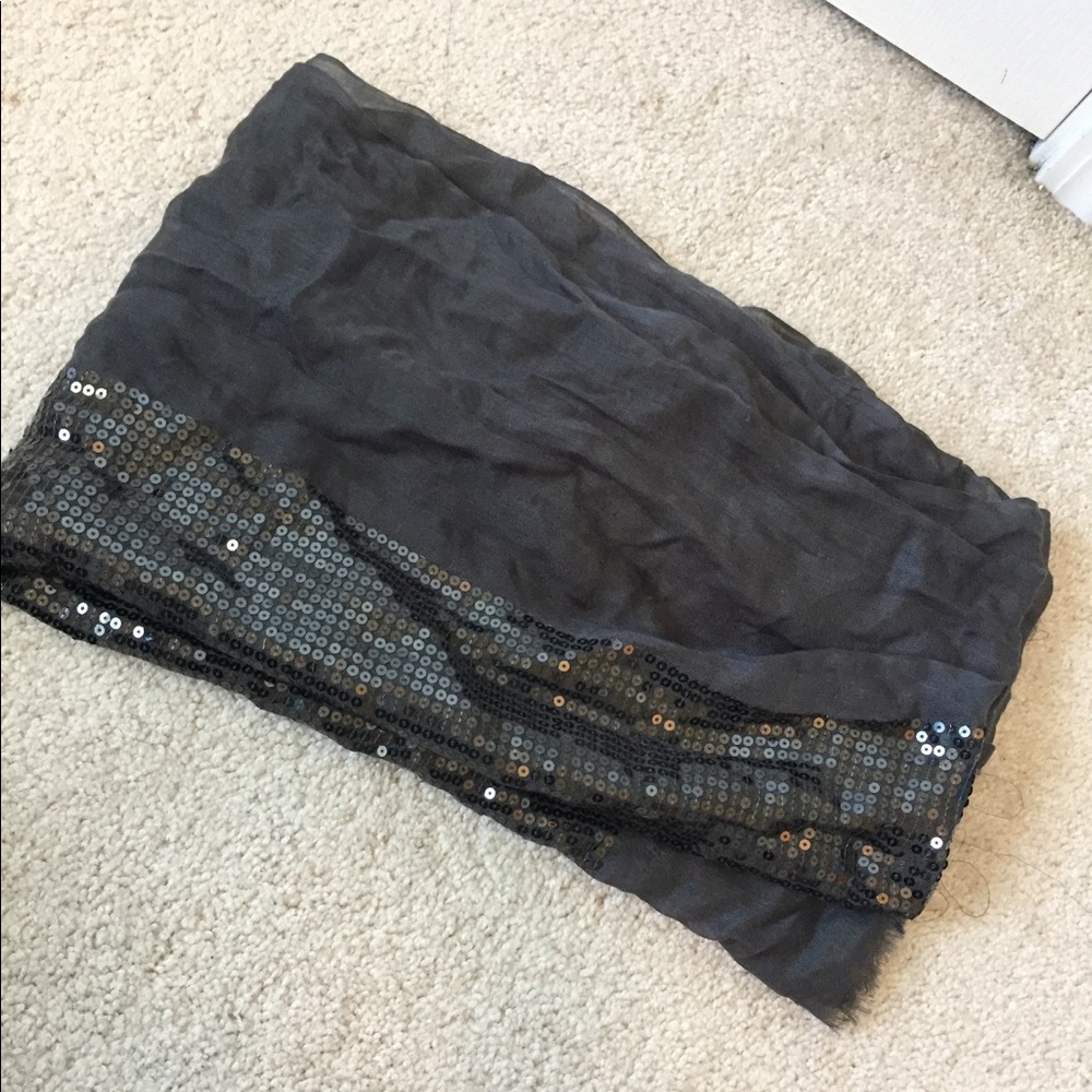 Charcoal Sequin Scarf